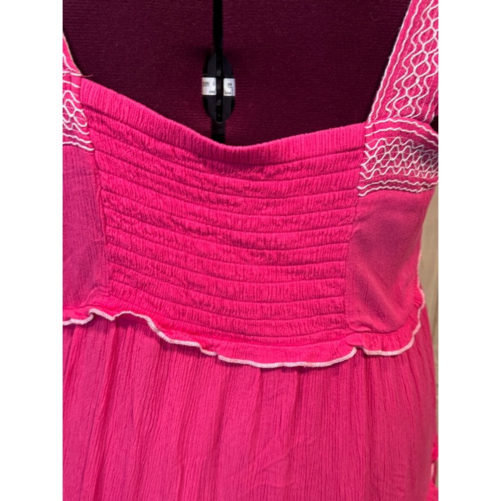 Torrid Babydoll Crinkle Gauze Embroidered Tiered Pink Top, Size 2/18-20 - Picture 6 of 10